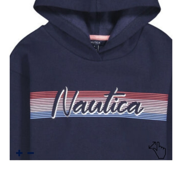 NWT Nautica Girl's fleece pullover hoodie- Navy (Peacoat) - Picture 2 of 6